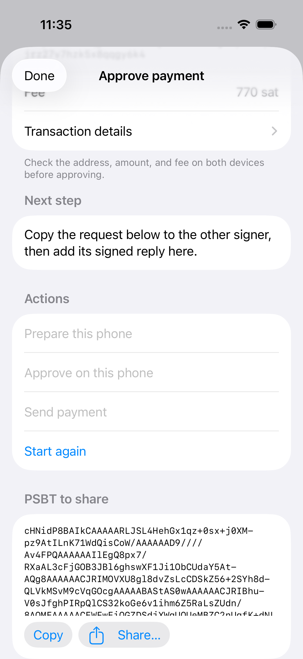 Winnow on iPhone: waiting for the second key.